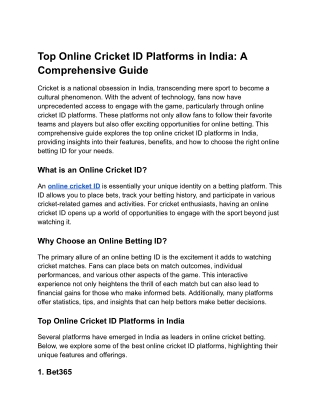 Top Online Cricket ID Platforms in India_ A Comprehensive Guide