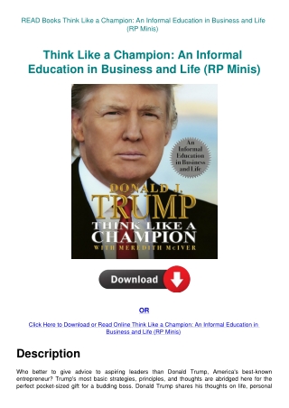 READ Books Think Like a Champion An Informal Education in Business and Life (RP Minis)