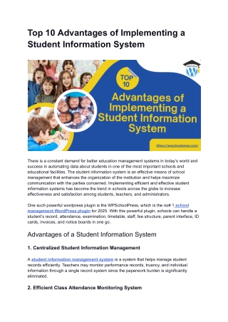 Top 10 Advantages of Implementing a Student Information System