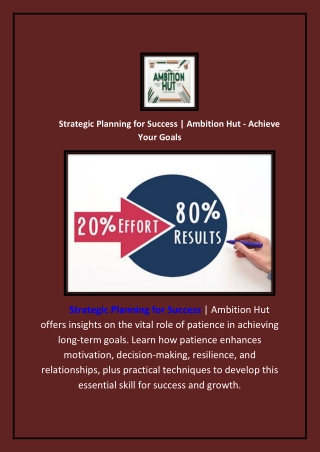 Strategic Planning for Success | Ambition Hut - Achieve Your Goals