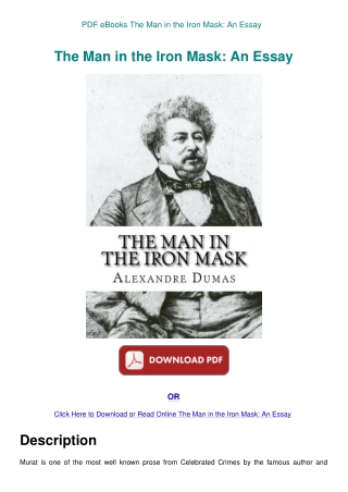 PDF eBooks The Man in the Iron Mask An Essay