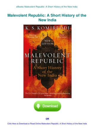 eBooks Malevolent Republic A Short History of the New India
