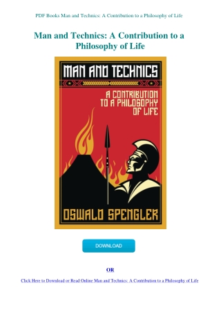 PDF Books Man and Technics A Contribution to a Philosophy of Life