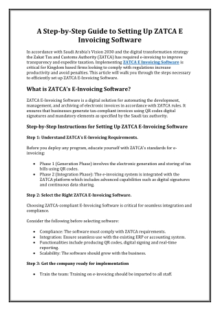 A Step-by-Step Guide to Setting Up ZATCA E Invoicing Software