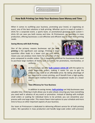 How Bulk Printing Can Help Your Business Save Money and Time