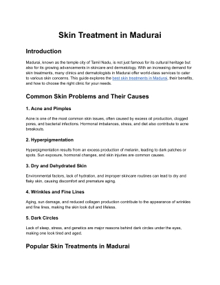 Best Skin Treatment in Madurai | Renew Hair & Skin Care