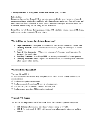 A Complete Guide to Filing Your Income Tax Return