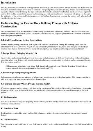 Understanding the Custom Deck Building Process with Arellano Construction