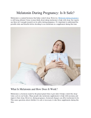 Expert Guidance on melatonin during pregnancy: Safety & Risks