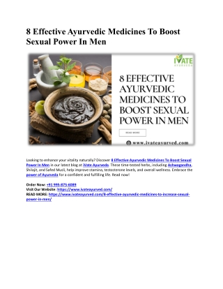 8 Effective Ayurvedic Medicines To Boost Sexual Power In Men