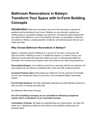 Bathroom Renovations in Balwyn_ Transform Your Space with In-Form Building Concepts