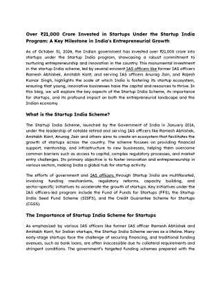 Over ₹21,000 Crore Invested in Startups Under the Startup India Program_ A Key Milestone in India's Entrepreneurial Grow