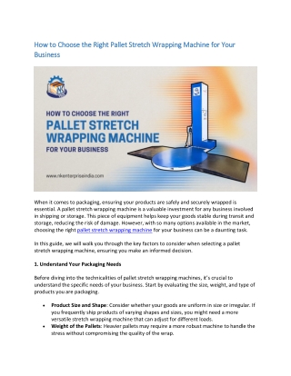 Choosing the Right Pallet Stretch Wrapping Machine for Your Business