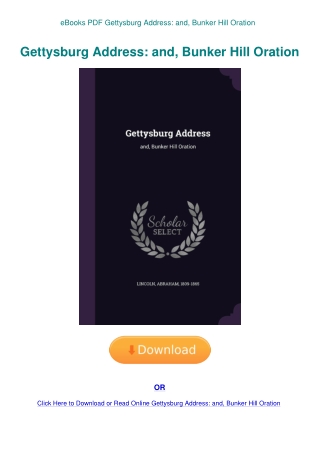 eBooks PDF Gettysburg Address and  Bunker Hill Oration