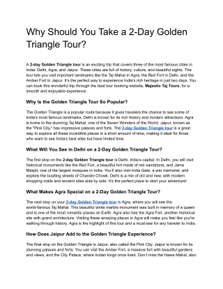 Why Should You Take a 2-Day Golden Triangle Tour