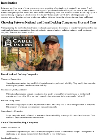 Choosing Between National and Local Decking Companies: Pros and Cons