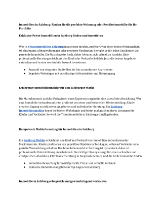 Immobilien in Salzburg: Finden Sie die perfekte Wohnung oder Renditeimmobilie fü