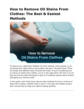 Bubblebliss-How to Remove Oil Stains From Clothes