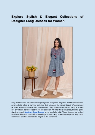 Explore Stylish & Elegant Collections of Designer Long Dresses for Women