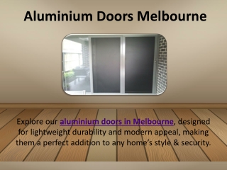 Aluminium Doors Melbourne