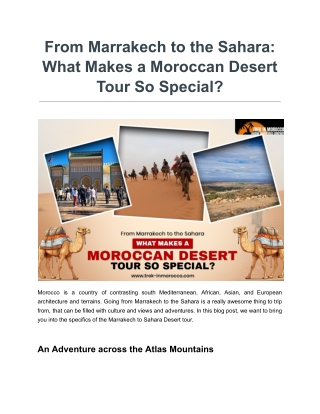 From Marrakech to the Sahara_ What Makes a Moroccan Desert Tour So Special_