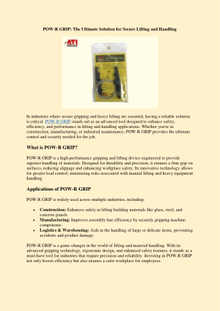 POW-R GRIP -The Ultimate Solution for Secure Lifting and Handling