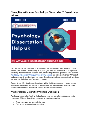 Psychology dissertation writing services