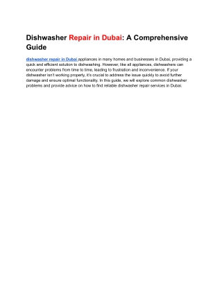 dishwasher repair in Dubai