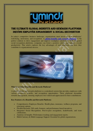 The Ultimate Global Benefits and Rewards Platform Driving Employee Engagement Social Recognition