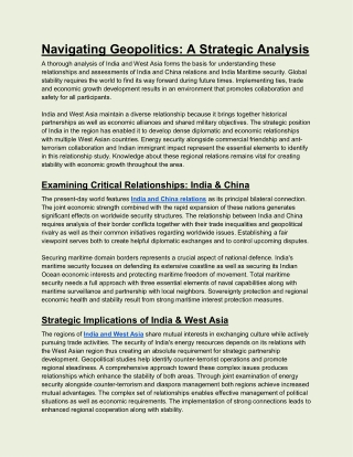 Navigating Geopolitics A Strategic Analysis