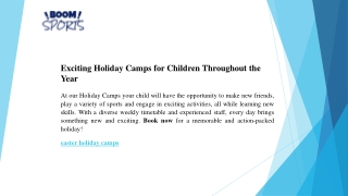 Thrilling Easter Holiday Camps for Kids this Spring