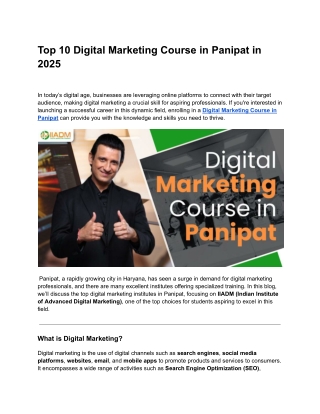 Digital Marketing Course in Panipat