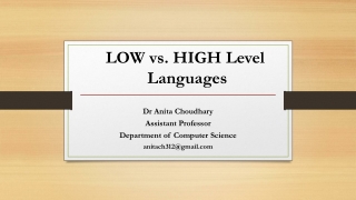 L 9 Low level and high Level Languages