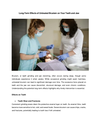 Long-Term Effects of Untreated Bruxism on Your Teeth and Jaw