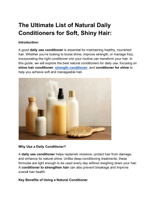 The Ultimate List of Natural Daily Conditioners for Soft, Shiny Hair