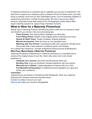 Celebrate Motherhood with a Maternity Photoshoot at Mohastudio