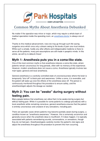 Common Myths About Anesthesia Debunked