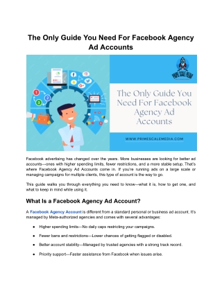 The Only Guide You Need For Facebook Agency Ad Accounts