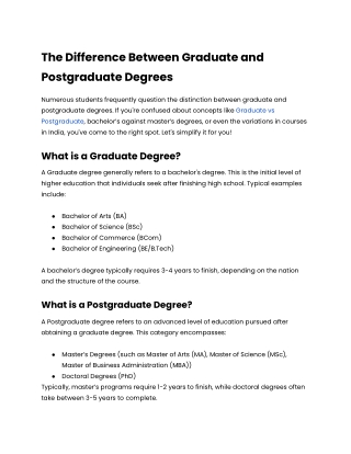 The Difference Between Graduate and Postgraduate Degrees.