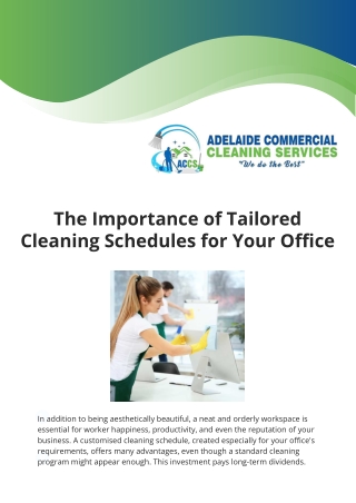 The Importance of Tailored Cleaning Schedules for Your Office