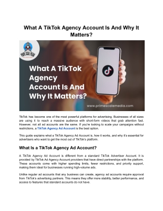 What A TikTok Agency Account Is And Why It Matters?