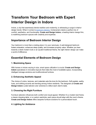 Transform Your Bedroom with Expert Interior Design in Indore