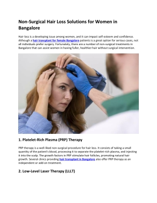 Non-Surgical Hair Loss Solutions for Women in Bangalore