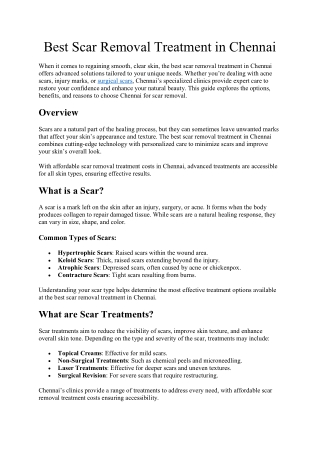 Best Scar Removal Treatment in Chennai