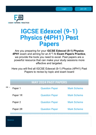 Edexcel IGCSE Physics Past Papers | Exam Papers Practice