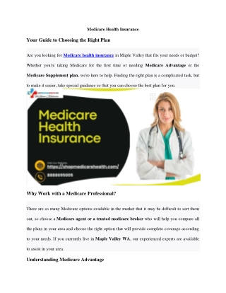 Medicare Health Insurance Plans