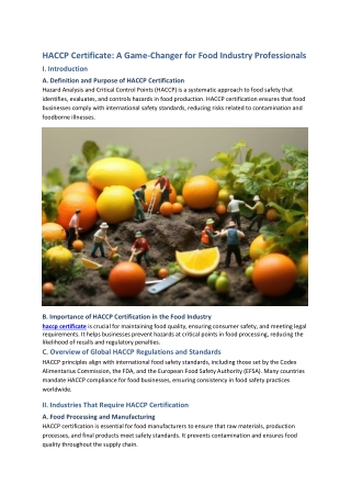 HACCP Certificate-A Game-Changer for Food Industry Professionals