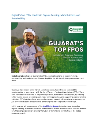 Gujarat’s Top FPOs Leaders in Organic Farming, Market Access, and Sustainability