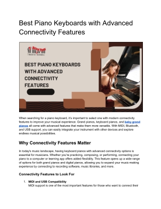 Best Piano Keyboards with Advanced Connectivity Features