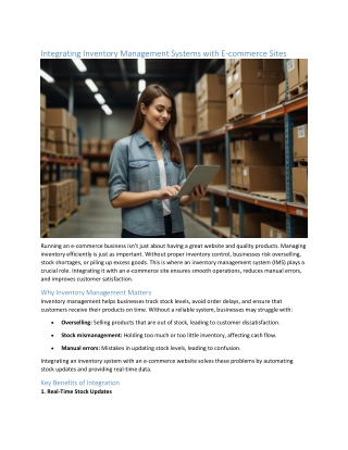 Integrating Inventory Management Systems with E-commerce Sites